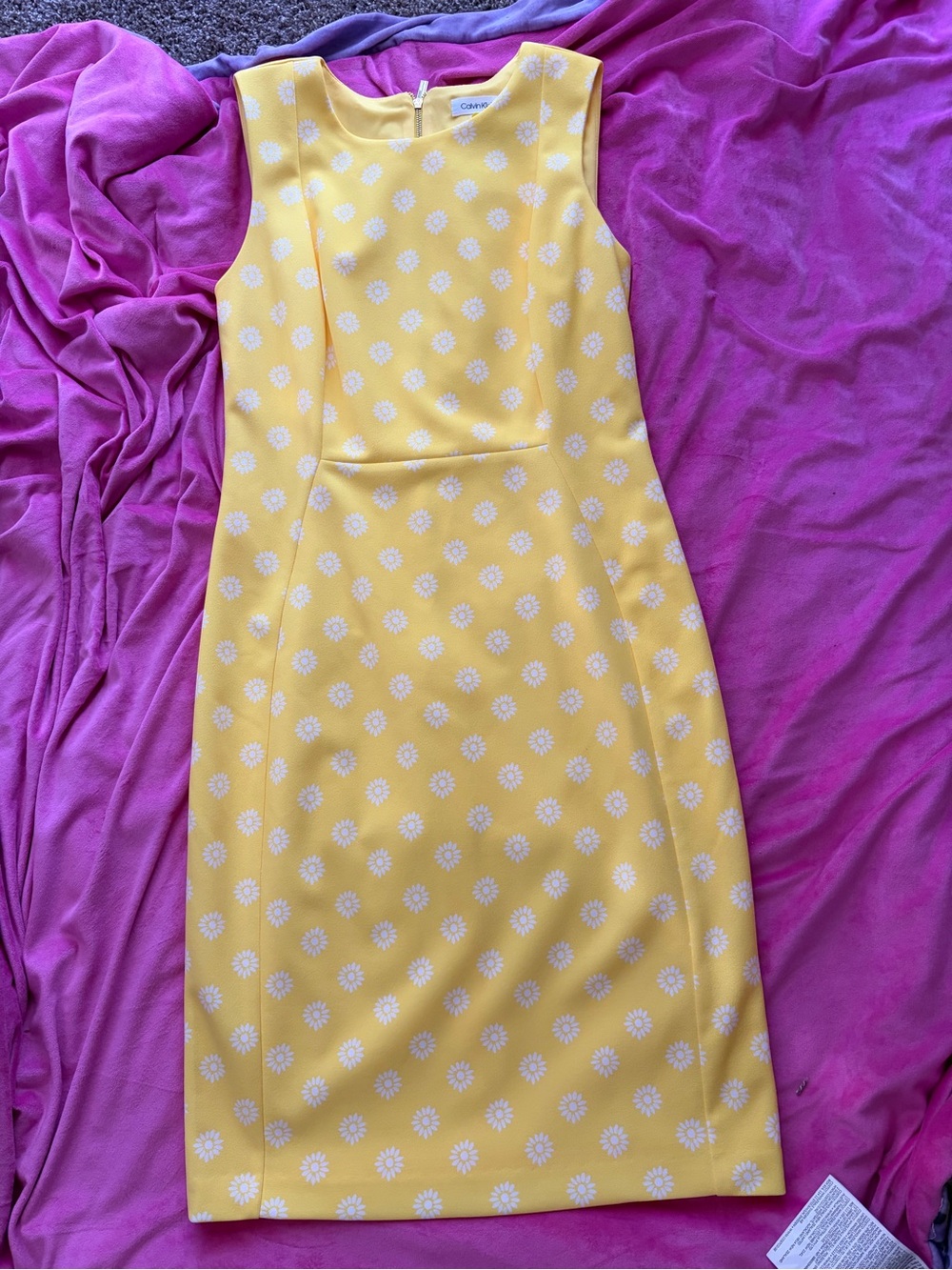 Calvin Klein Yellow Floral Sheath Dress